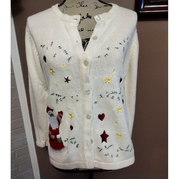 Star Blue Originals Sweaters - Star Blue Originals Womens Sweater Cardigan Size L Santa Not So Ugly Christmas